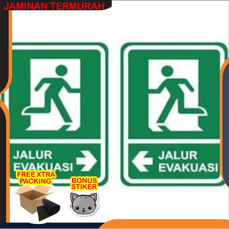 Murah Custom. Sign Rambu K3 Akrilik Jalur Evakuasi Ukuran 20 x 30 cm Elegan