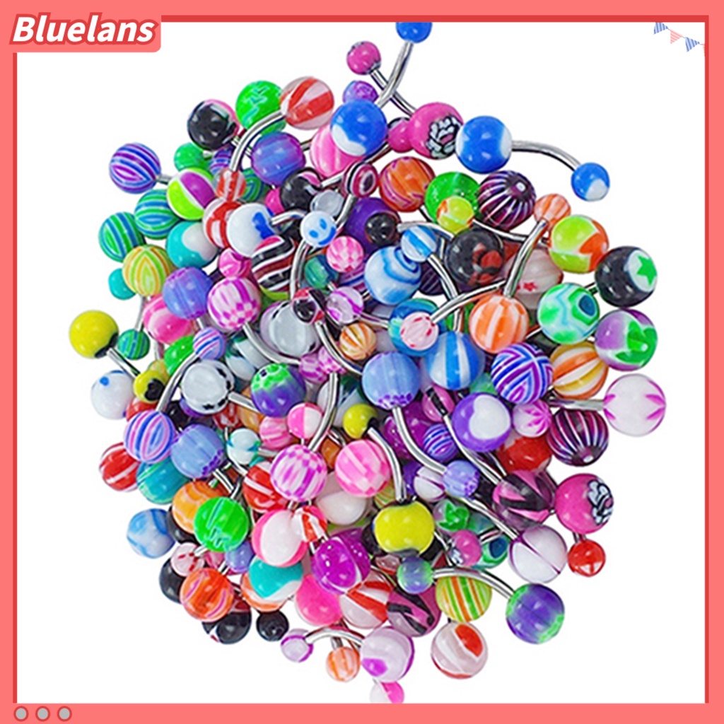 Bluelans 30Pcs Navel Rings Sexy Decoration Acrylic Colorful Barbell Body Piercing Belly Buttons