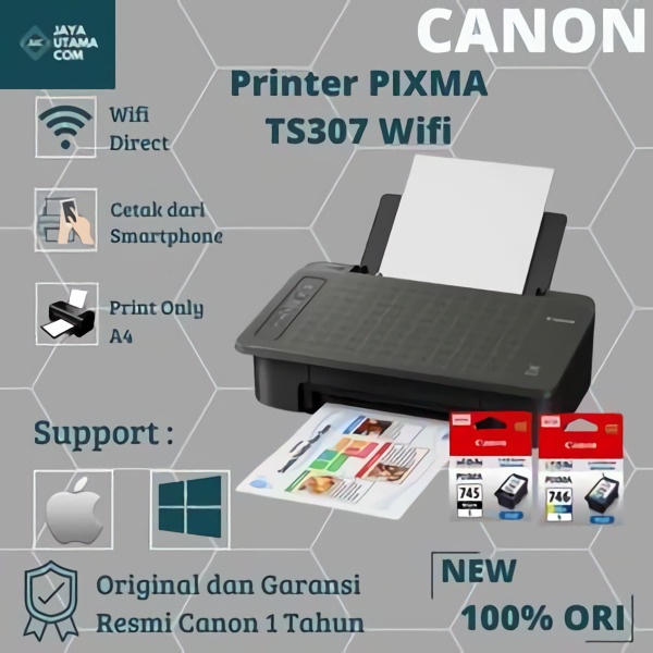 Printer Canon TS307 – Wireless, Print from Smartphone, Garansi Resmi – Original