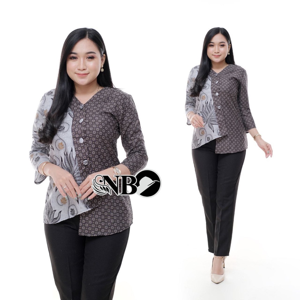 Baju Batik Wanita Modern Atasan Blouse Batik Kerja Wanita Kantor M L XL XXL