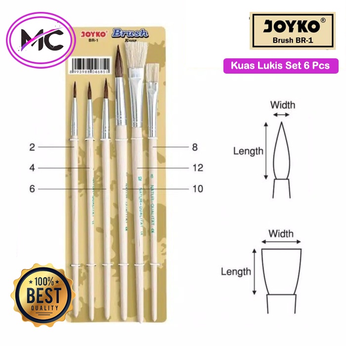 Kuas Lukis Set Joyko 6 Pcs Kuas Cat Air Melukis Mewarnai Paint Brush Murah Kualitas Kuas Lembut