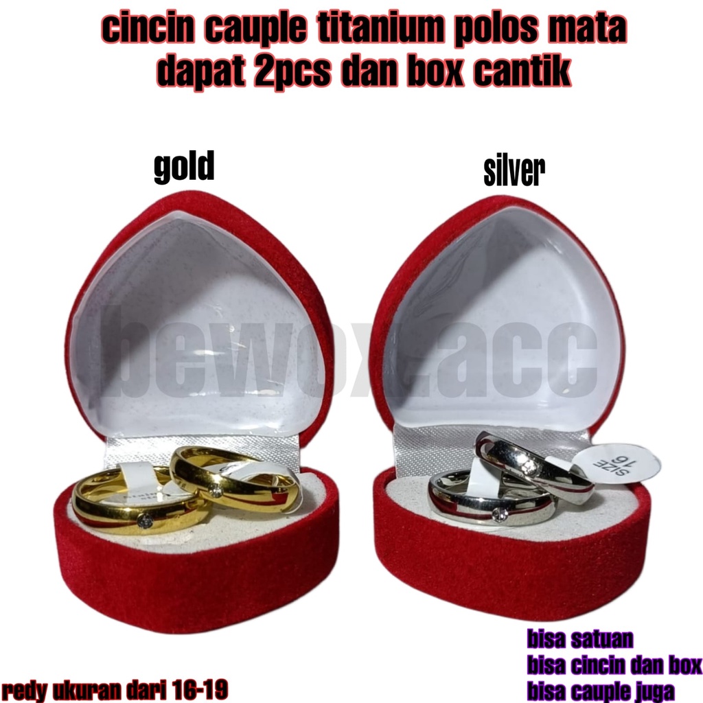 [BEST SELLER] Cincin Couple Titanium Polos Mata / Cincin Couple Ring / Couple Pasangan / Cincin Tunangan Ffee Box