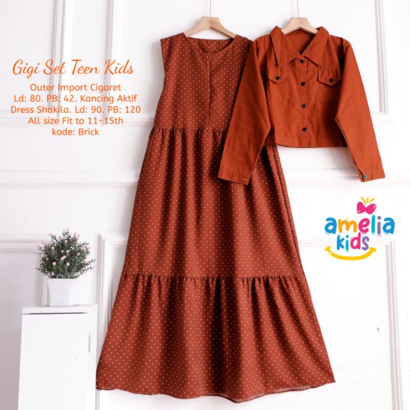 Gigi set teens kids by amelia setelan anak perempuan setelan anak usia 11-15tahun setelan dress anak
