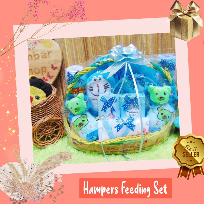 

[COD] Parcel Kado Bayi Baru Lahir Feeding Set Alat Makan - Biru Muda