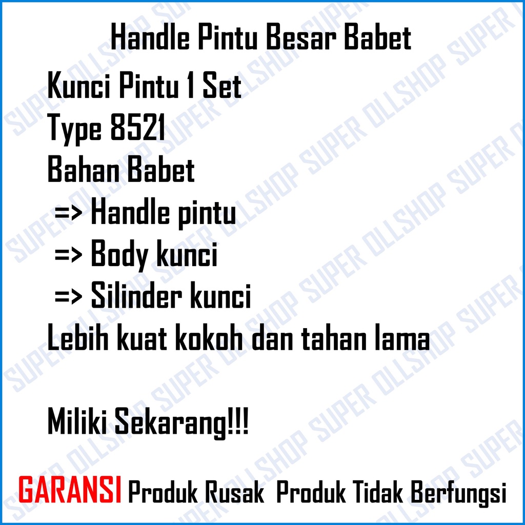 Handle Kunci Pintu Rumah BESAR Gagang Bulat Silinder Kumplit Set 25 cm l Gagang Handle Pintu Rumah Babet