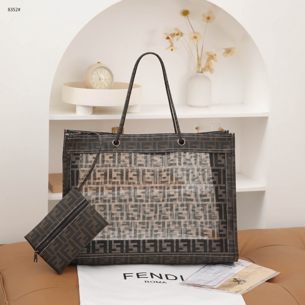 FD  FF Zucca Mesh Tote Bag 8352 Canvas