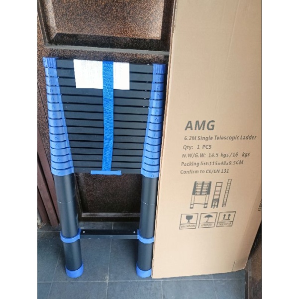 tangga teleskopik aluminium 6 meter (biru)