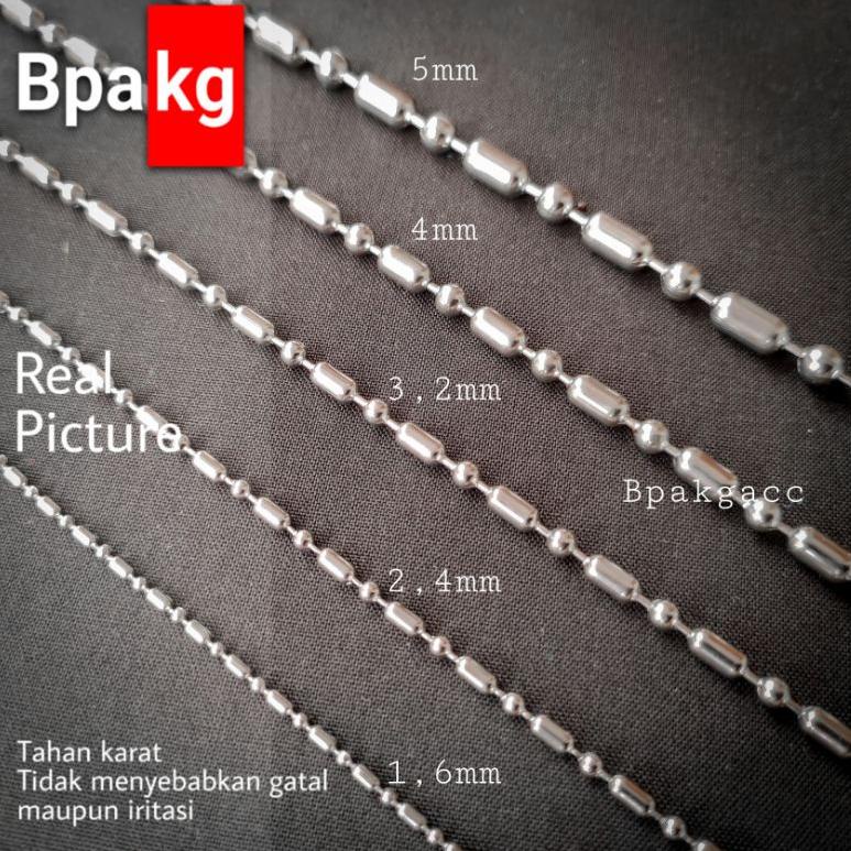 Kalung mci bulat tabung # kalung monel besi putih asli anti karat silver tali pendant ▪ KWA.18Oc22м