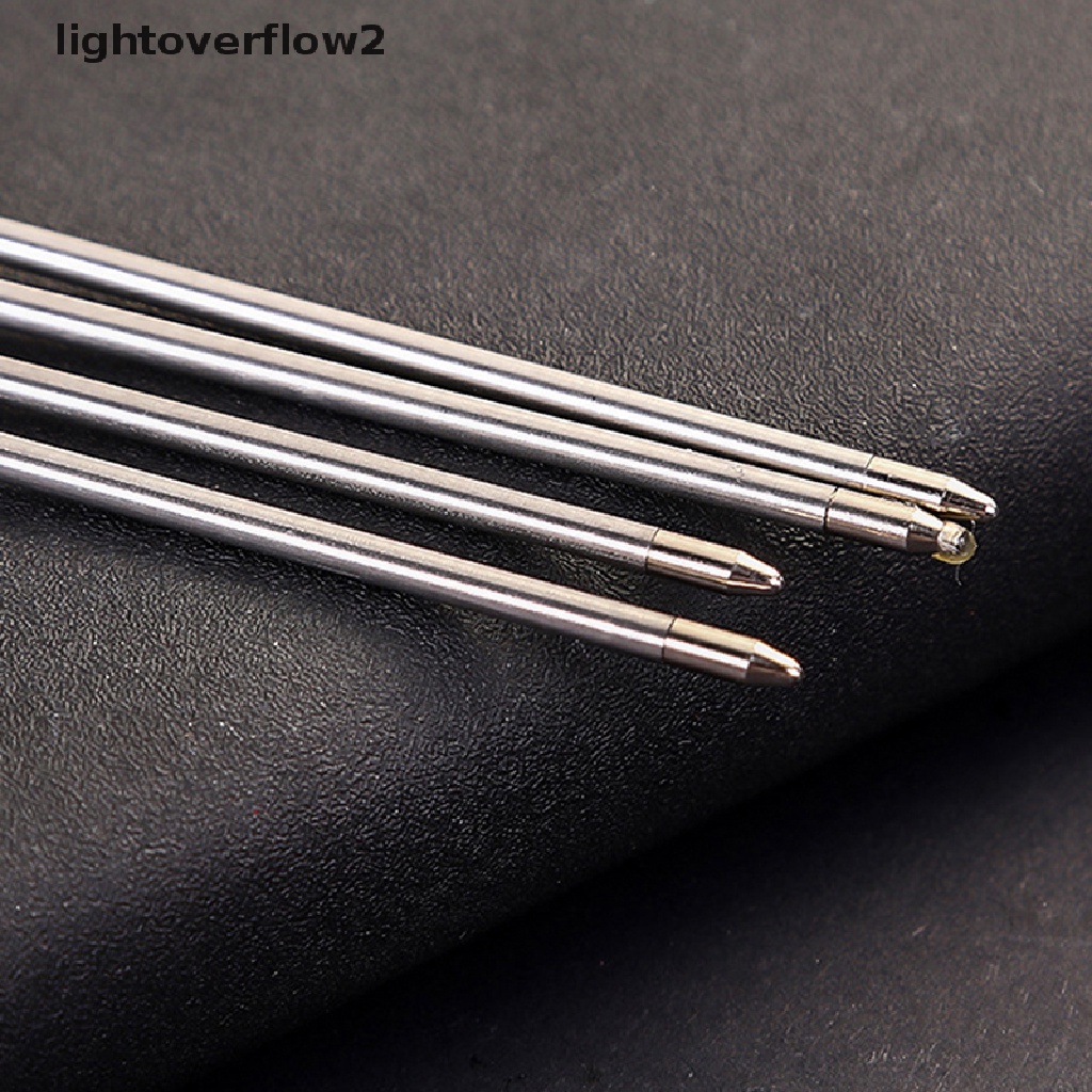 (lightoverflow2) 10pcs / Set Bolpoin Tinta Isi Ulang 7cm 0.5mm Bahan Metal Untuk Stationery Sekolah / Kantor