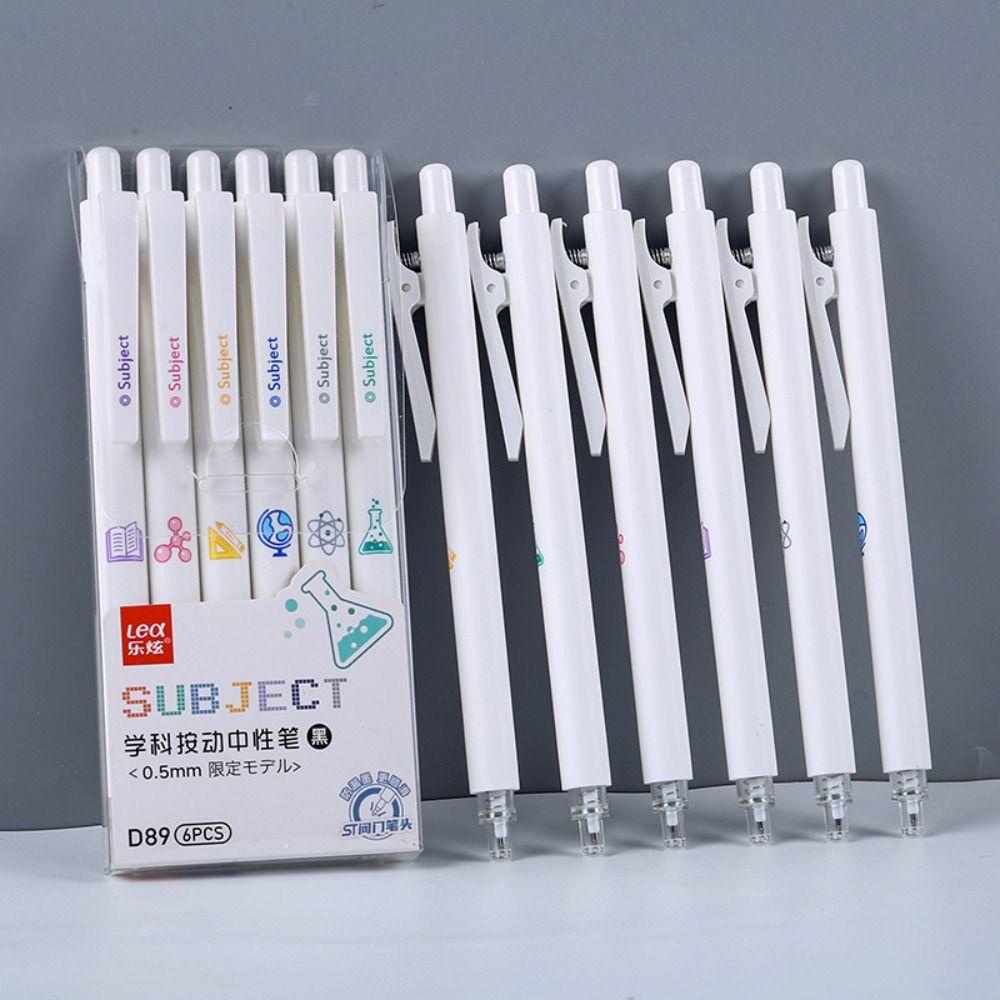 Preva 6PCS/Set Pena Gel Perlengkapan Kantor Sekolah Alat Tulis Press Type Signature Pen