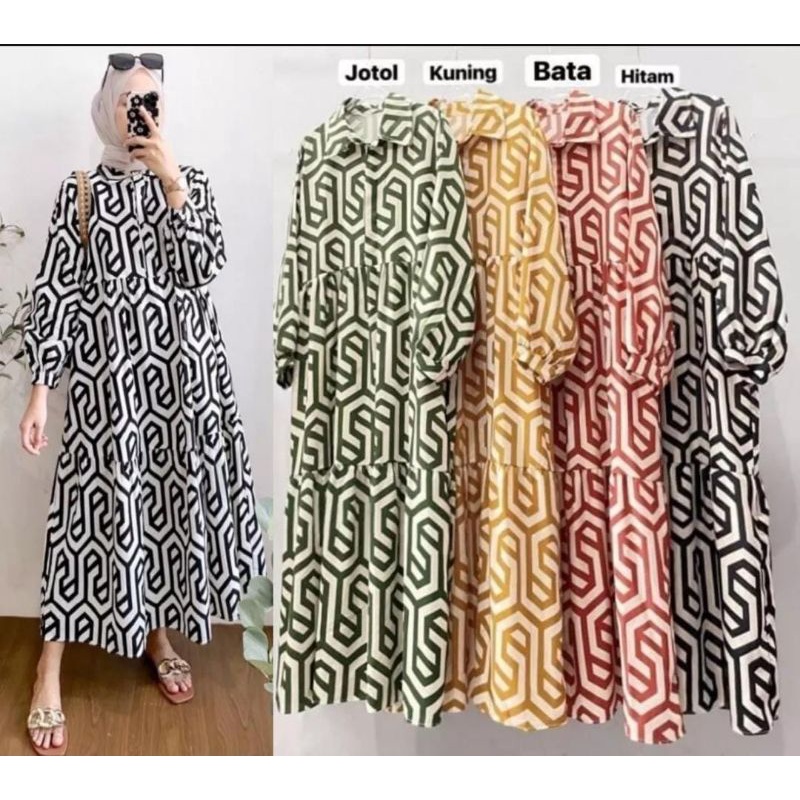 Midi dress rayon premium terbaru kekinian 2022 ori / midi dress wanita dewasa kekinian 2022 / midi dress wanita kekinian 2022 import / midi dress rayon premium terbaru