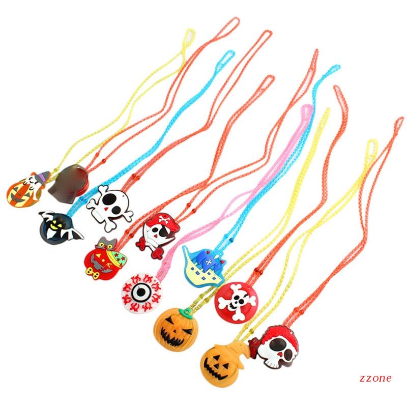 Zzz 5PCS / Set Mainan Kalung Dengan Lampu LED Warna-Warni Untuk Halloween