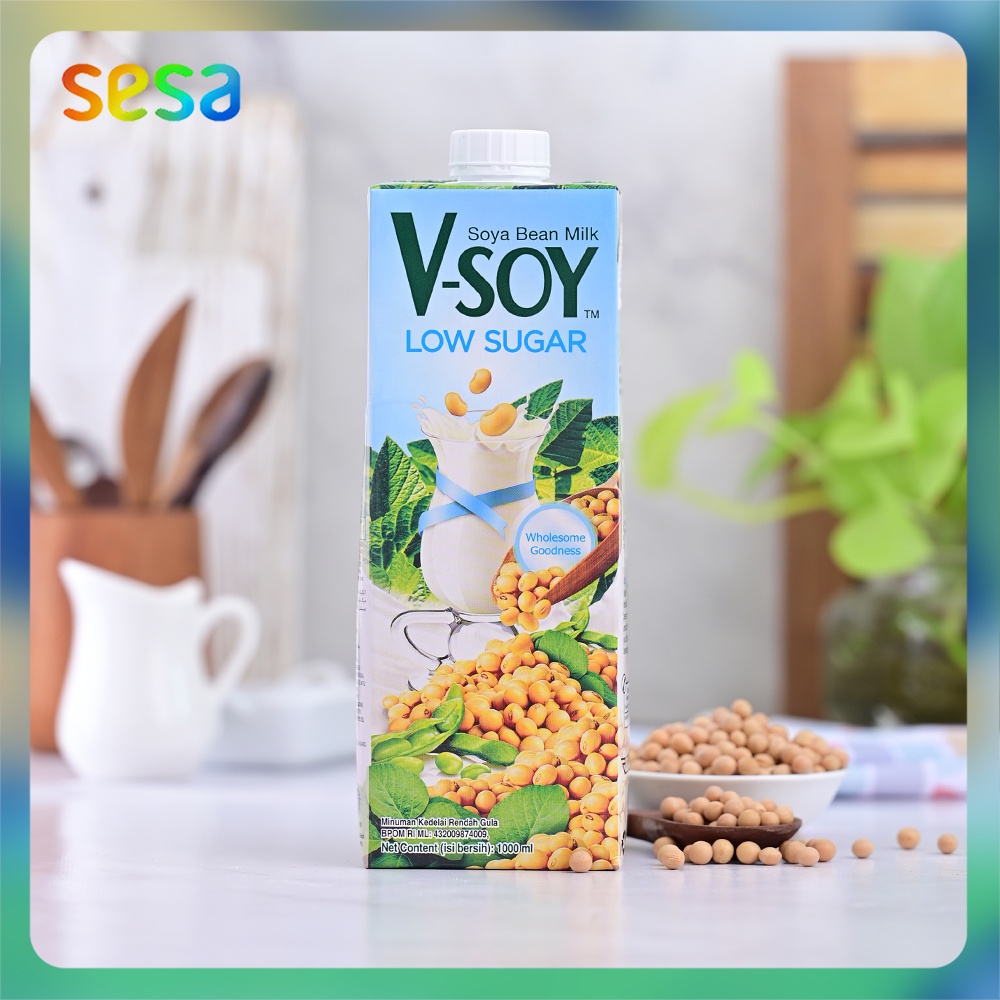 

V-SOY Soya Bean Milk Low Sugar 1 Liter - Susu Kedelai