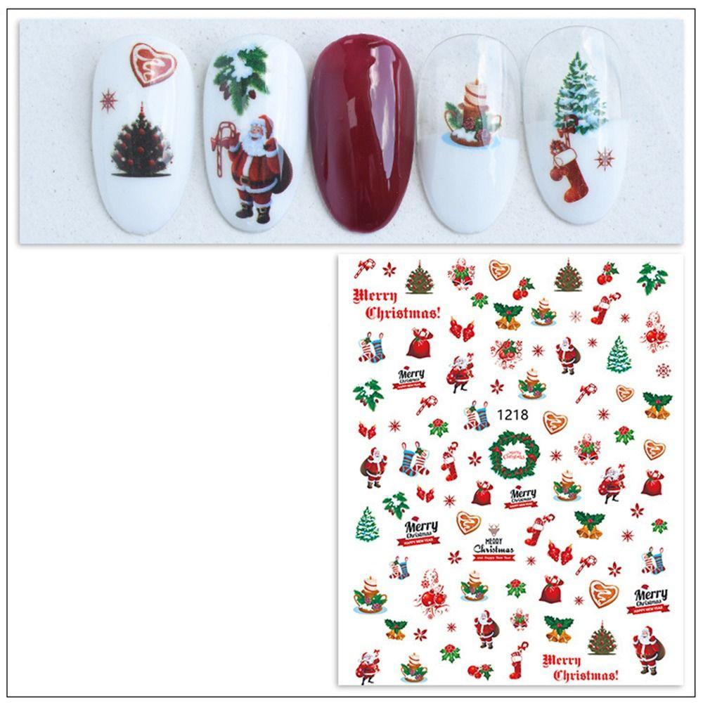 Mxbeauty Natal Nail Art Stiker DIY Desain Kuku Kartun Salon Kuku Santa Claus Xmas Pohon Manicuring Foils
