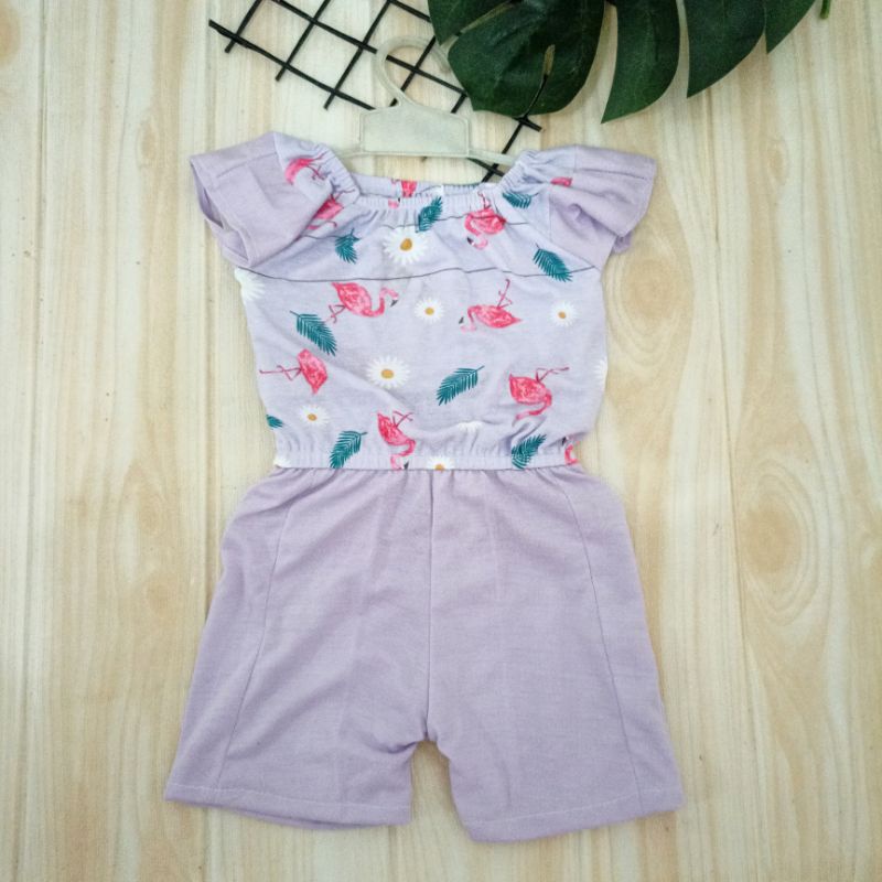 Jumpsuit Anak Perempuan Jumper Bayi Tangan Pendek Usia 1-2 Tahun Motif Bahan Katun