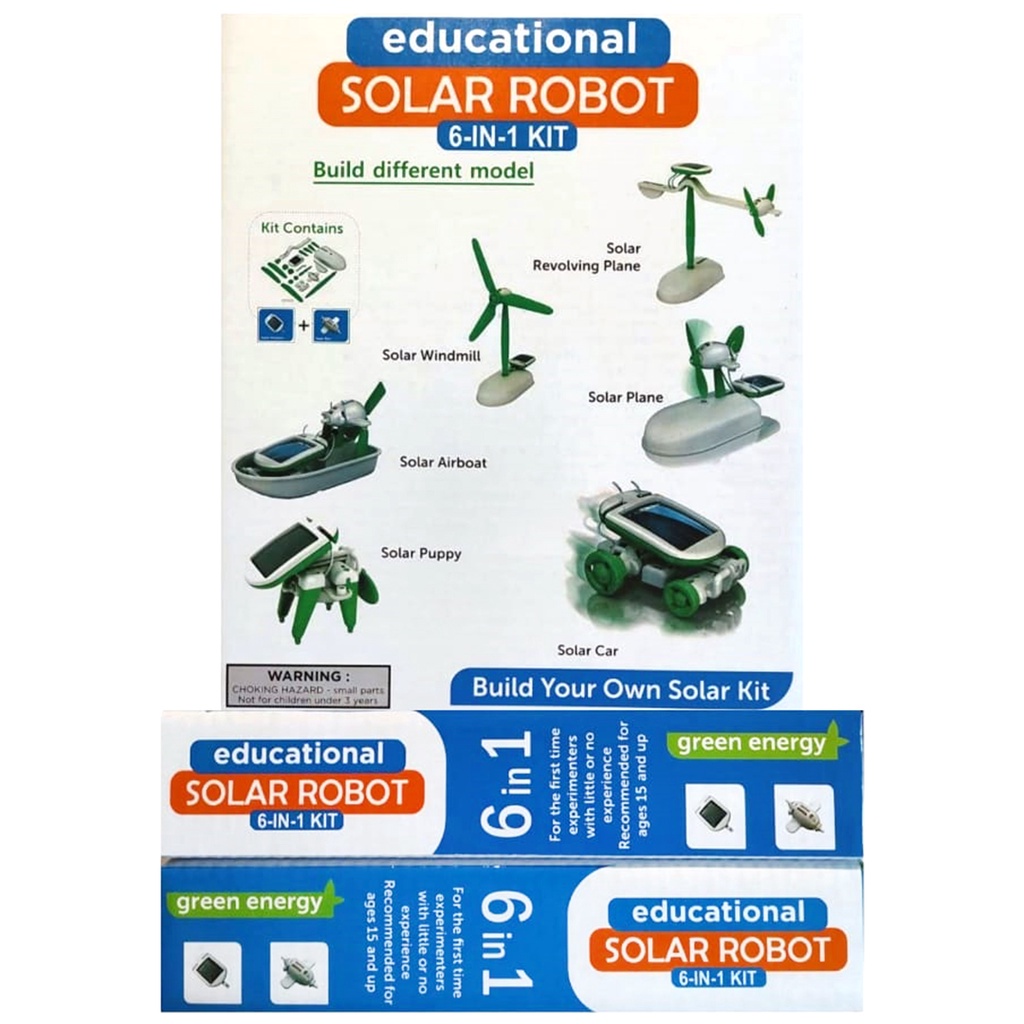 DIY Robot Solar Kits 6-in-1 Merakit Robot Mainan Edukasi Anak Laki