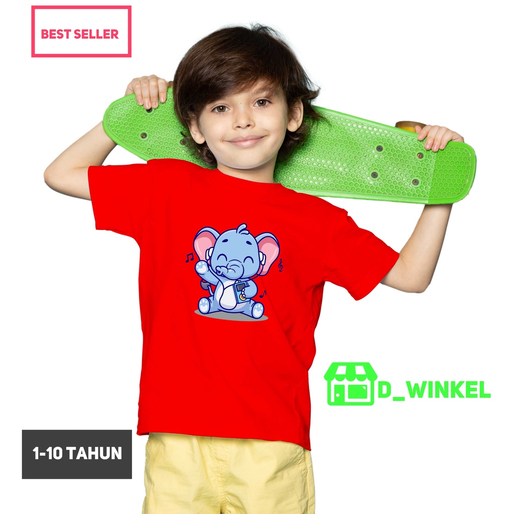 Kaos Distro Anak Laki Laki Perempuan Sablon DTF Umur 1-10 Tahun Bahan Cotton 30s COD [BAYAR DITEMPAT] Motif Gajah