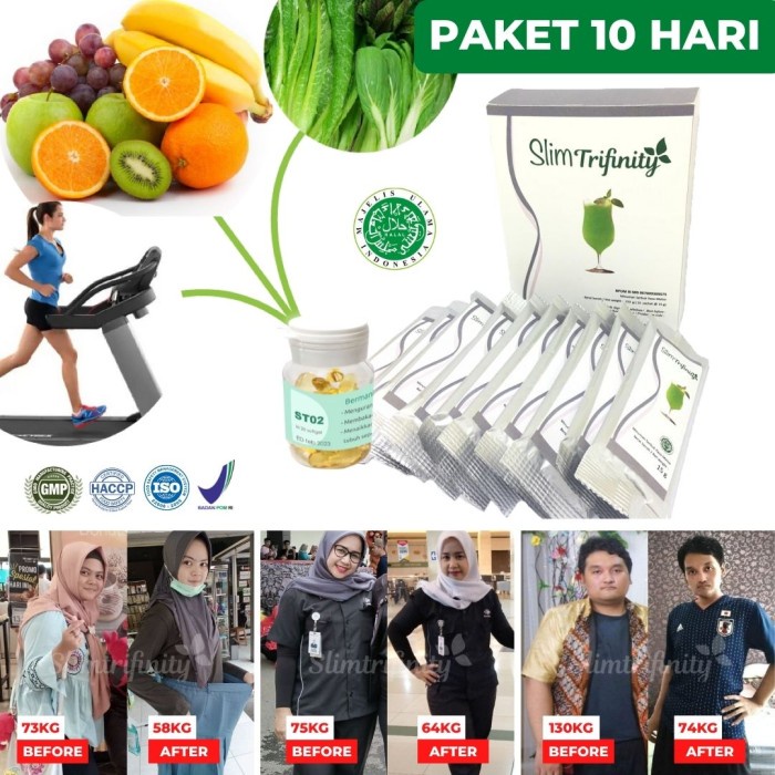 Suplemen diet herbal pelangsing mengecilkan perut buncit (bukan obat) ampuh penurun berat badan cepat turun aman slim trifinity halal BPOM SBY