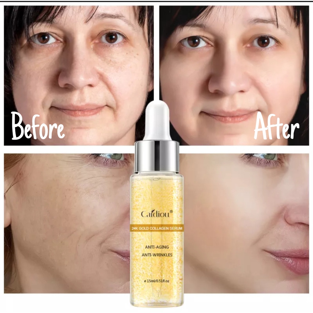 ORI 100% CAIDIOU SERUM KOLAGEN EMAS 24K SERUM PERAWATAN KULIT PENUAAN PENGECIL PORI-PORI/MINYAK ESSE