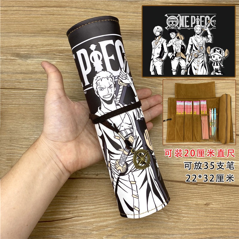 ◊☃Sera One Piece Scroll Pen Tas Topi Jerami Luffy Zoro Chopper Kapasitas Besar Kotak Alat Tulis Sastra Korea Segar Kotak Pensil