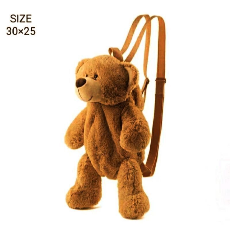 Tas Boneka Teddy Bear beruang bulu halus ransel boneka lucu