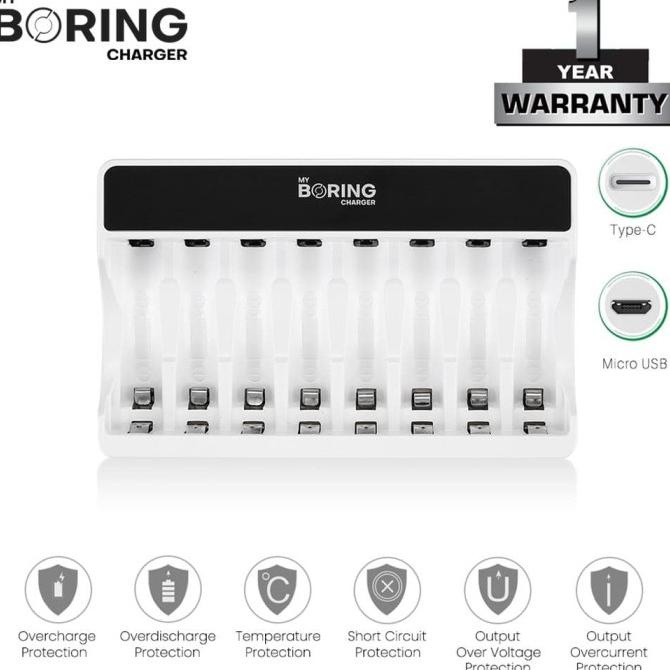 MY BORING Charger 8 Slot AA AAA Ni-MH Rechargeable Baterai Charger