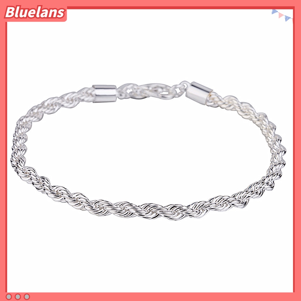 Bluelans Gelang Tali Twist Lapis Silver Untuk Pasangan