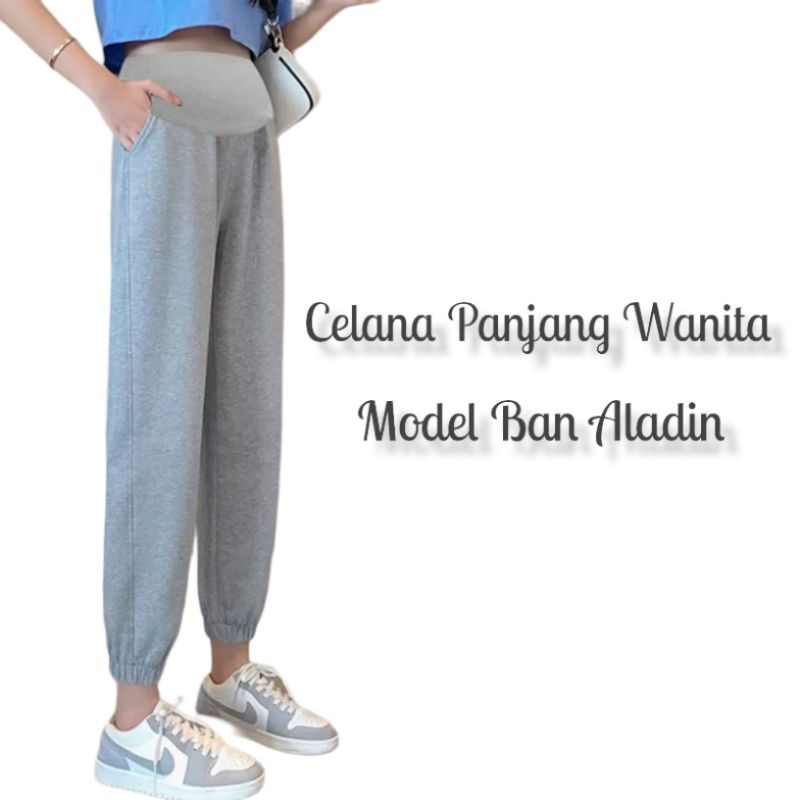 Celana Panjang Wanita Model Aladin Bahan Kaos Ukuran Std &amp; Jumbo