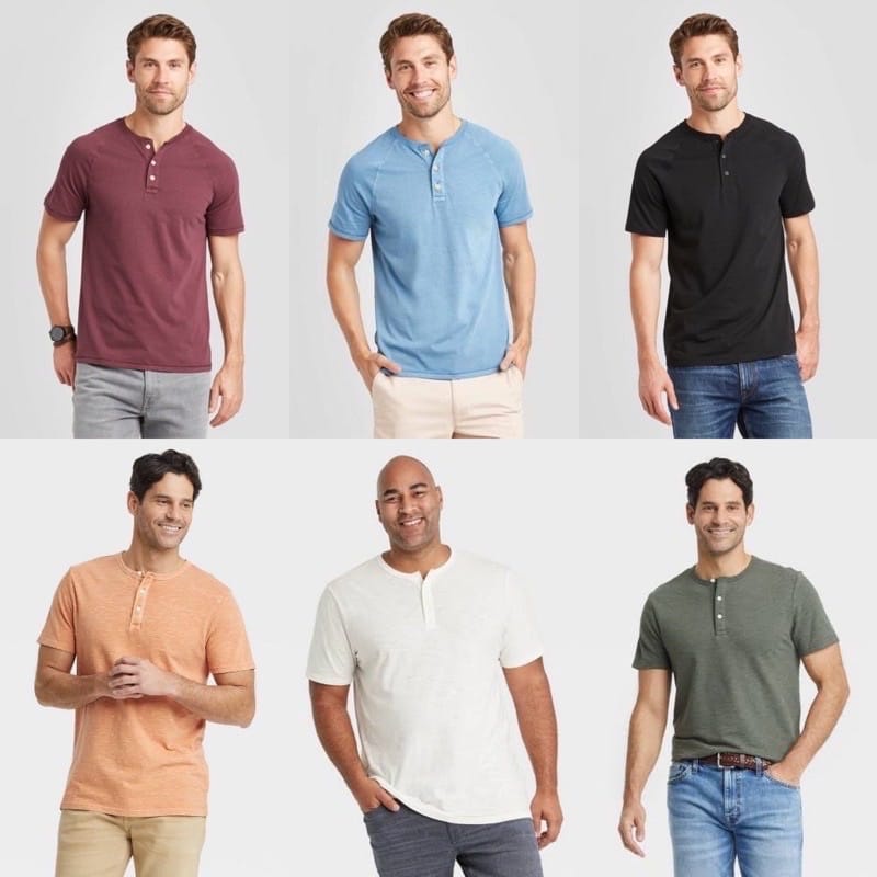 GOODFELLOW MEN'S STANDARD FIT SHORT SLEEVE HENLEY T-SHIRT - TSHIRT PENDEK PRIA - ORIGINAL BRANDED GR