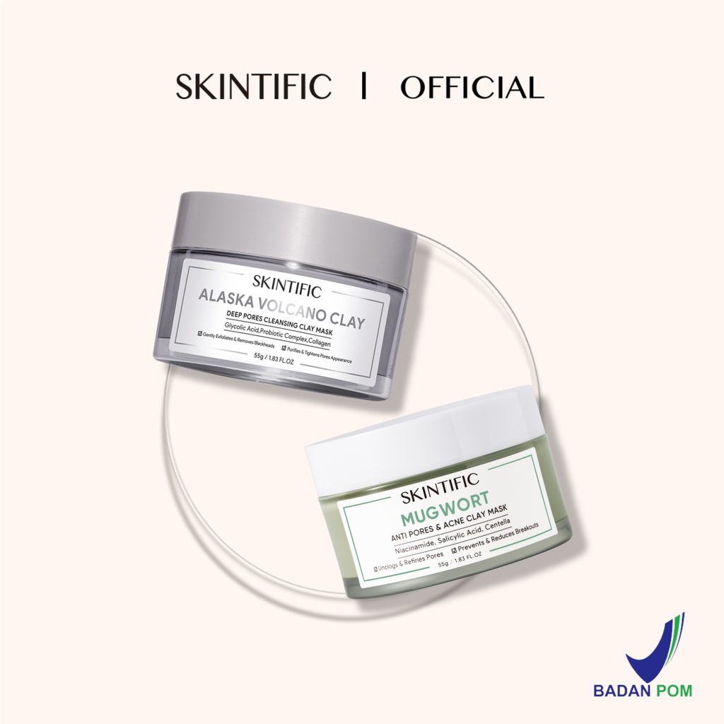 SKINTIFIC Alaska Volcano Clay + Mugwort Clay Mask Deep Pores Cleansing &amp; Anti Pores &amp; Acne Mud Mask [BPOM]