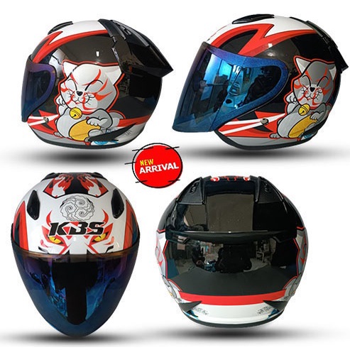 Helm Dewasa Half Face MLA DJ MARU Motif Kaca Blue Untuk Pria Dan Wanita Dewasa SNI COD