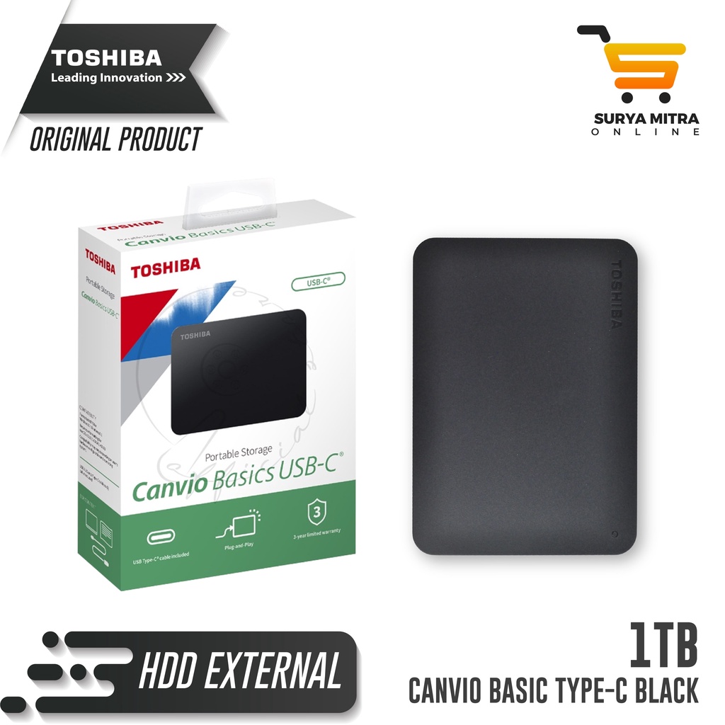Toshiba Canvio Basic 1TB Type C - HD / HDD / Harddisk External