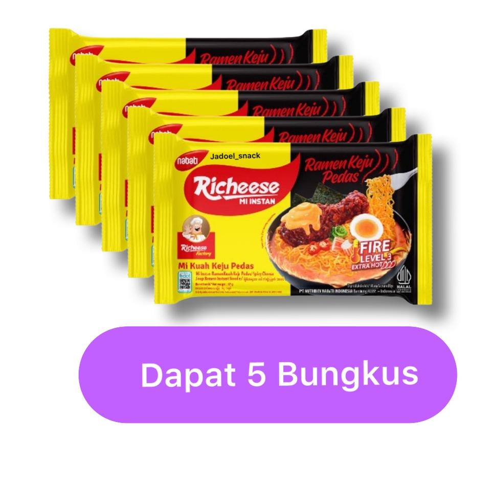 

CodeGg5G0--Mie Richeese Kuah Isi 5 x 67 Gr Ramen Mi Kuah Keju Pedas Lv 3 by Jadoelsnack