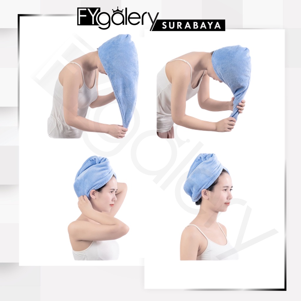 FYGALERYSURABAYA  HL0081 Handuk Bandana Pengering Rambut Wanita Headband Towel Microfiber Polos