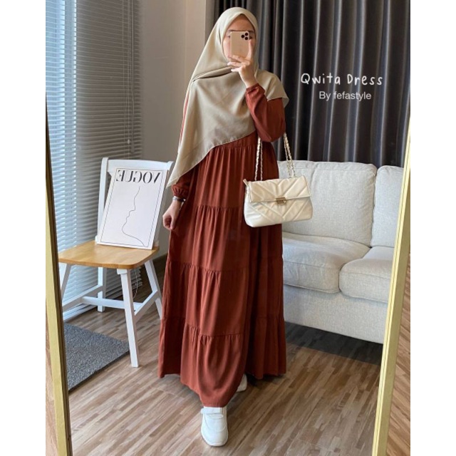 [COD] DRESS RUFFLE BUSUI - RAYON TWILL PREMIUM - QWITA DRESS