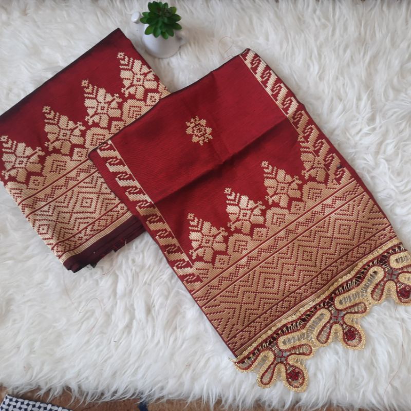 songket silungkang warna maroon gold