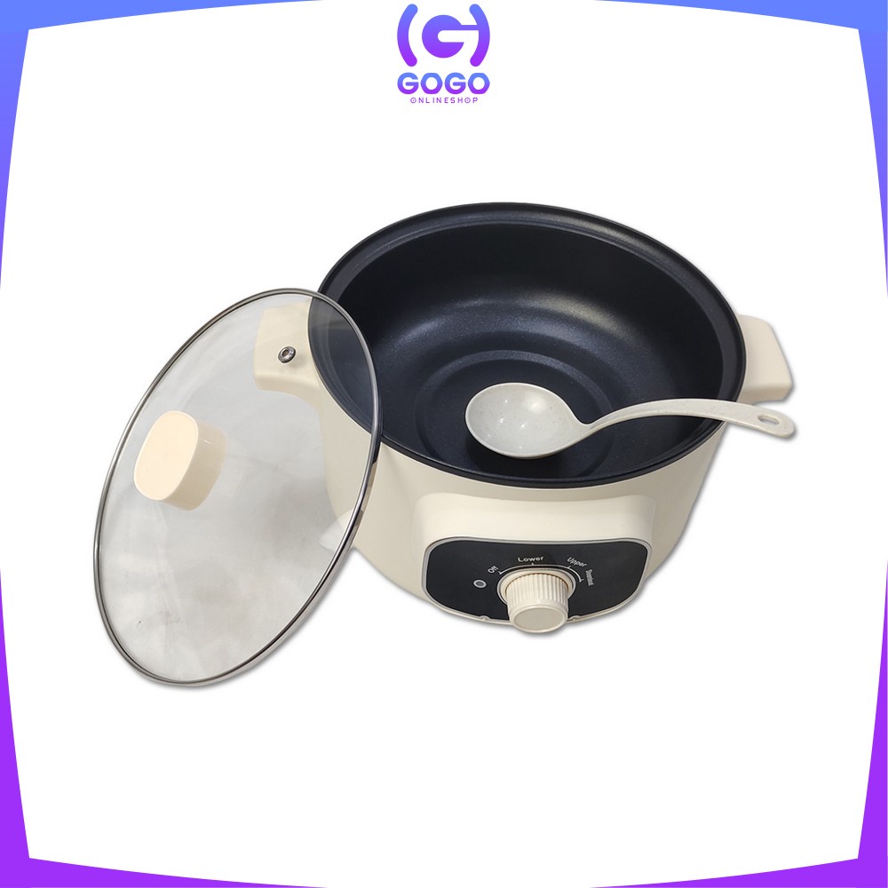 GOGO-C428 Panci Listrik Serbaguna Portable Multifungsi Electric Fry Pan Anti Lengket Electric / Panci Listrik Lapisan Keramik Teflon / Electric Cooking Pot
