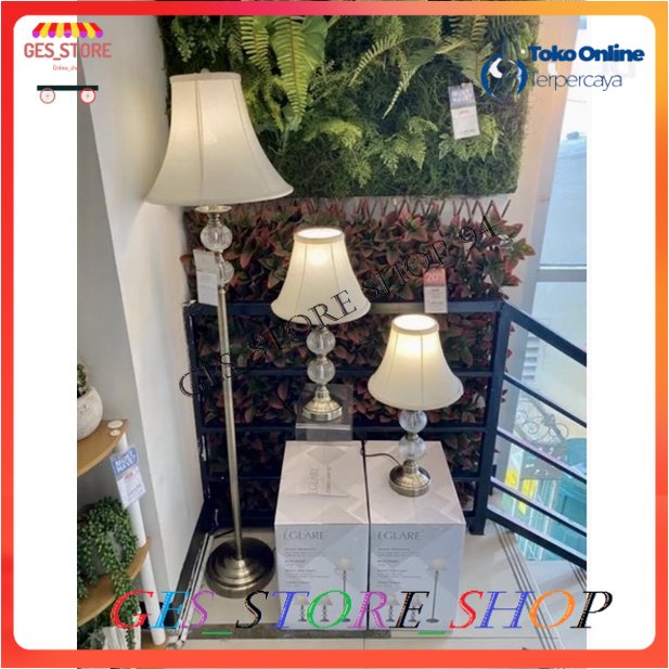 Eglare Lampu set 3pc Antiqbrass Meja Lantai