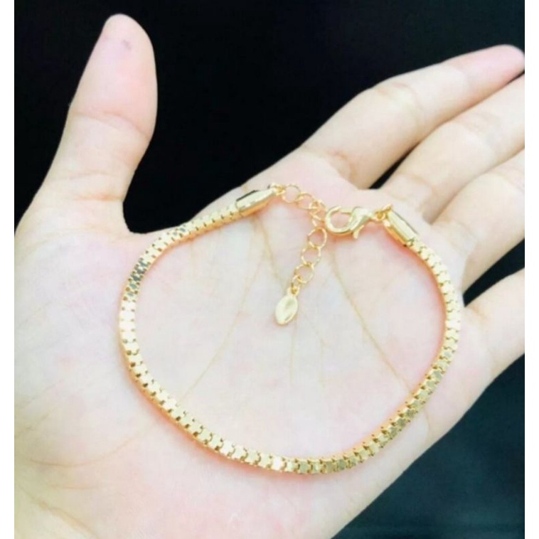 terbaru gelang tangan titanium motip Milano gold berlapis emas 24k anti karat