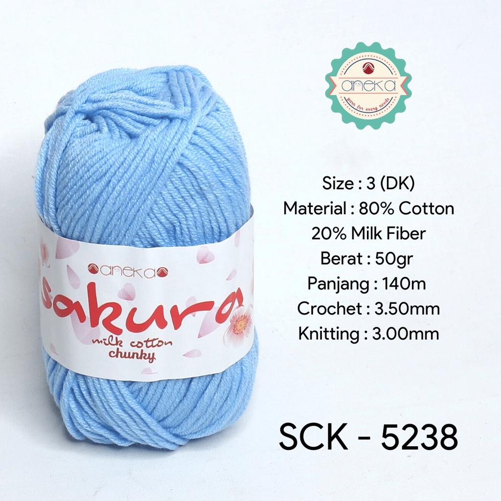 Benang Rajut Katun Susu Sakura Milk Cotton Chunky - 5238