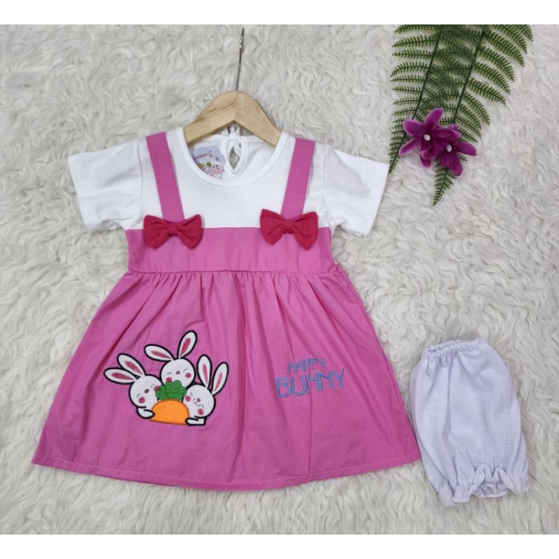 Baju bayi perempuan Dress Happy bunny728