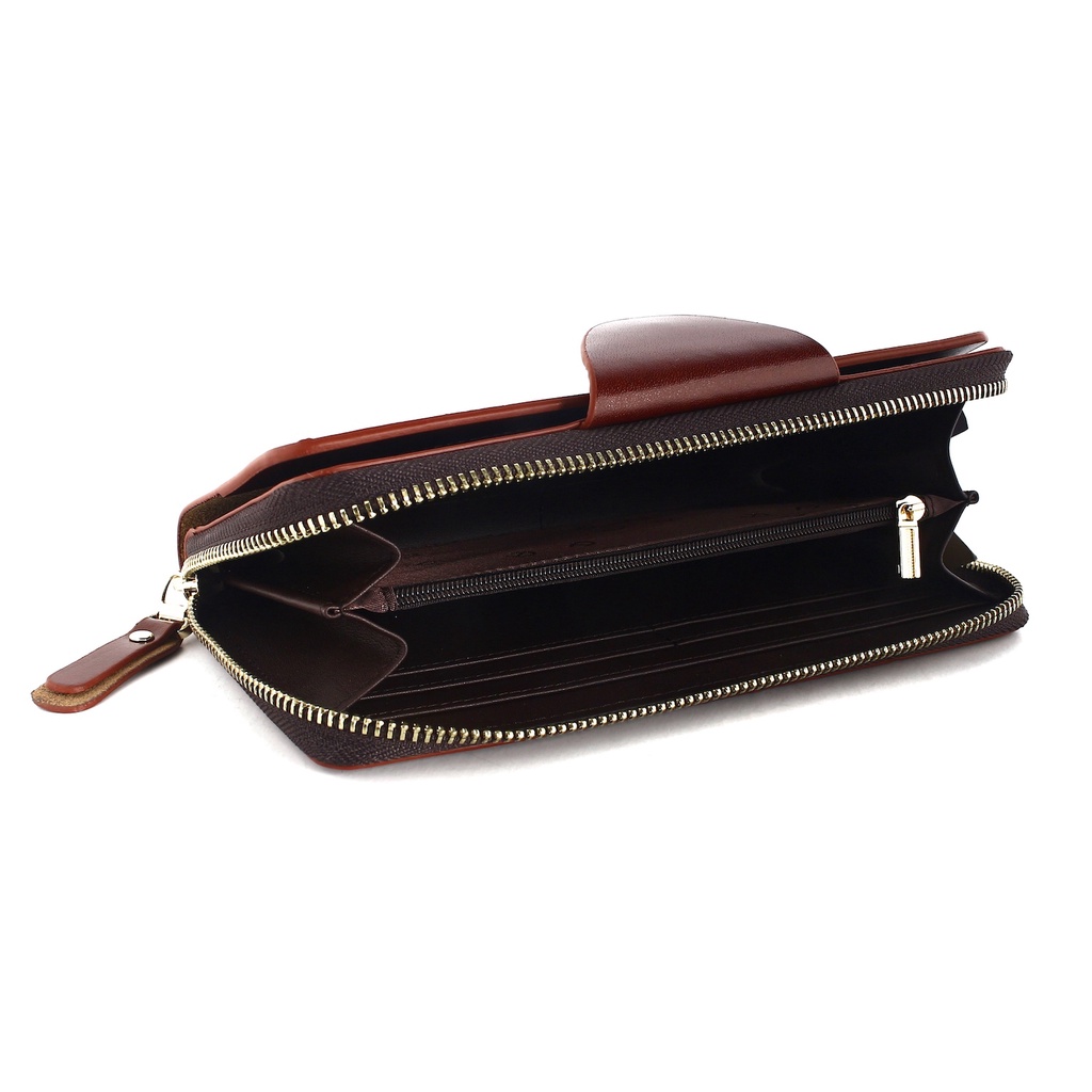 TOKOKOE - Dompet Panjang Wanita bahan Kulit - AIG 808 Brown Black