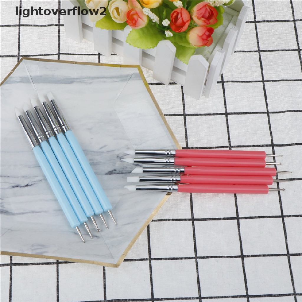 (lightoverflow2) 5pcs / Set Pena Stylus 2 Sisi Untuk Nail Art (ID)