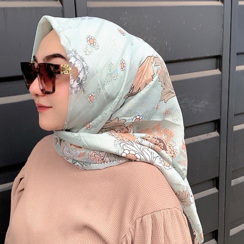 HIJAB JILBAB KERUDUNG SEGIEMPAT SQUARE VOAL MOTIF KODE D