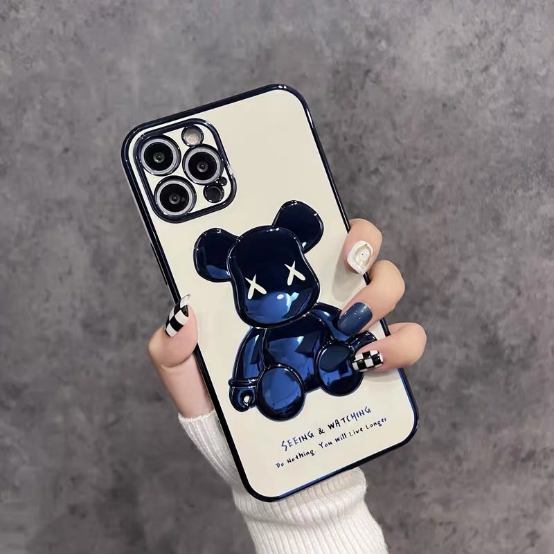 New high-quality  case For iPhone 14 Pro Max 3D bear shaped electroplating TPU phone cover is ( For iPhone 14/13/12/11 Pro Max XR XS MAX 7 8 PLUS X ) CASE