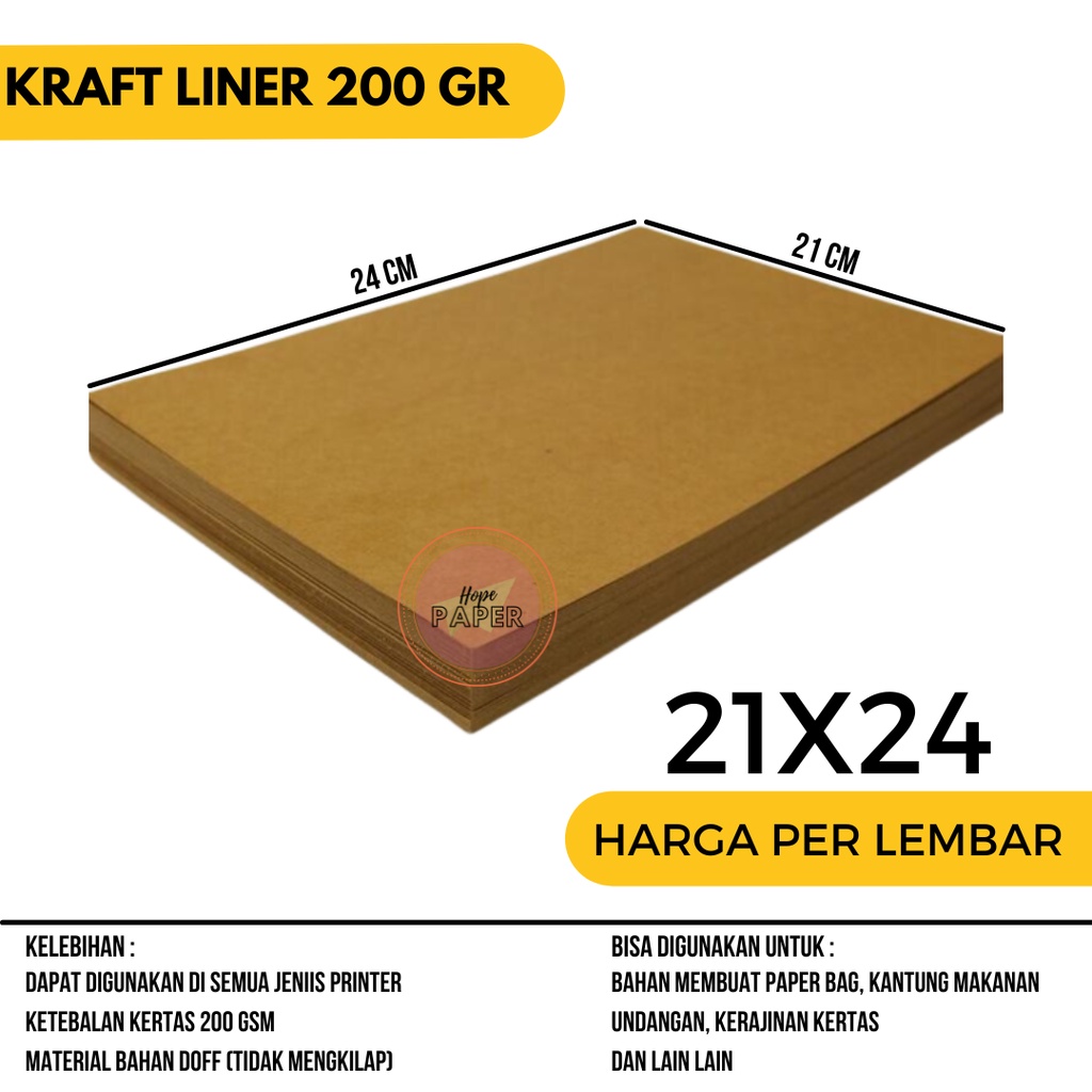 

Kraft Liner 200gsm Custom Harga 1 Lembar / Kraft Liner 21x24 200gsm