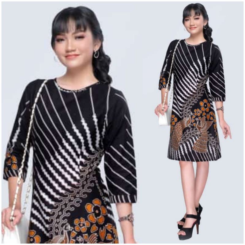 Baju Dress Wanita Batik Kerja Lolita Pola