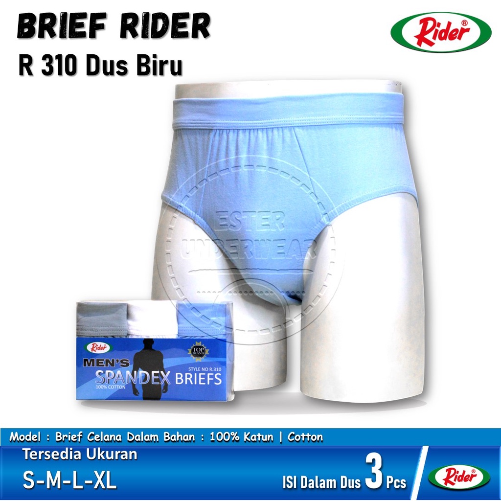 Celana Dalam Rider MENS SPANDEX R 310 B Dus Biru 100% Katun isi 3Pcs