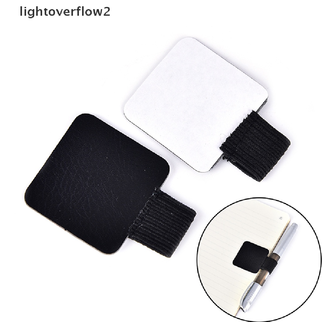 (lightoverflow2) Klip Holder Pulpen Bahan Kulit PU Dengan Perekat Untuk Notebook / Diary