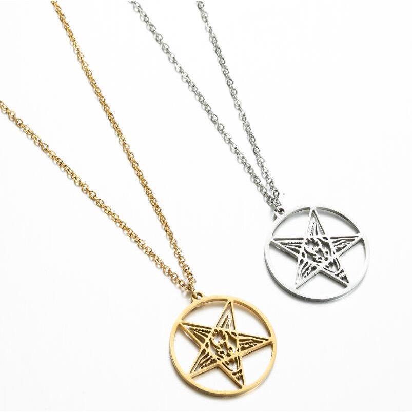 Kalung Liontin Bentuk Bintang Geometris Bahan stainless steel Gaya punk hip-hop